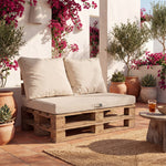 Palettenkissen-Set mit abnehmbarem Bezug 120x80 Beige Clair - Wasserdicht & Extérieur (1 Sitzfläche + 2 Rückenlehnen)
