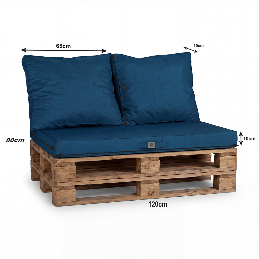 Removable Cover Pallet Cushion Set 120x80 Petrol Blue, UV-resistant, water-repellent fabric