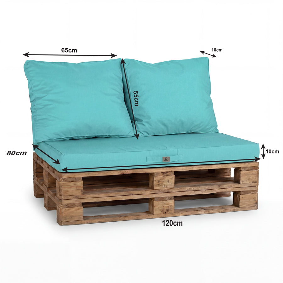 Removable Cover Pallet Cushion Set 120x80 Caribbean Blue, UV-resistant, water-repellent fabric