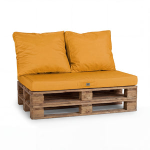 Kit Coussins Palette Déhoussable 120x80 Jaune - Imperméable & Extérieur (1 Assise + 2 Dossiers)