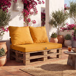 Removable Cover Pallet Cushion Set 120x80 Yellow - Waterproof & Extérieur (1 Seat + 2 Backrests)