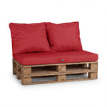 Palettenkissen-Set mit abnehmbarem Bezug 120x80 Chilirot - Wasserdicht & Extérieur (1 Sitzfläche + 2 Rückenlehnen)
