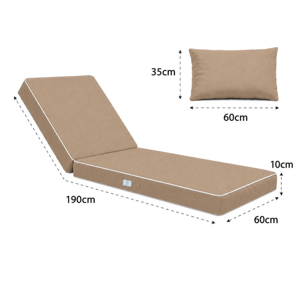 Matelas Transat Premium 190x60 Moka - Épais 10cm & Têtière (Déhoussable)