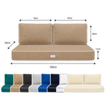 Premium Cushion Set 100x50 Mocha - 1 Seat + 2 Backrests (Thick 12cm & Passepoil)