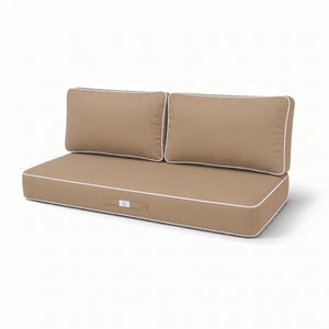 Ensemble Coussins Premium 100x50 Moka - 1 Assise + 2 Dossiers (Épais 12cm & Passepoil)