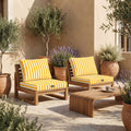 Ensemble Coussins Salon Jardin 50x50 Rayure Jaune - Premium 270g (Assise + Dossier)