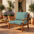 Ensemble Coussins Salon Jardin 60x60 Rayure Vert - Premium 270g (Assise + Dossier)