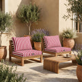 Garden Lounge Cushion Set 50x50 Red Stripe - Premium 270g (Seat + Backrest)