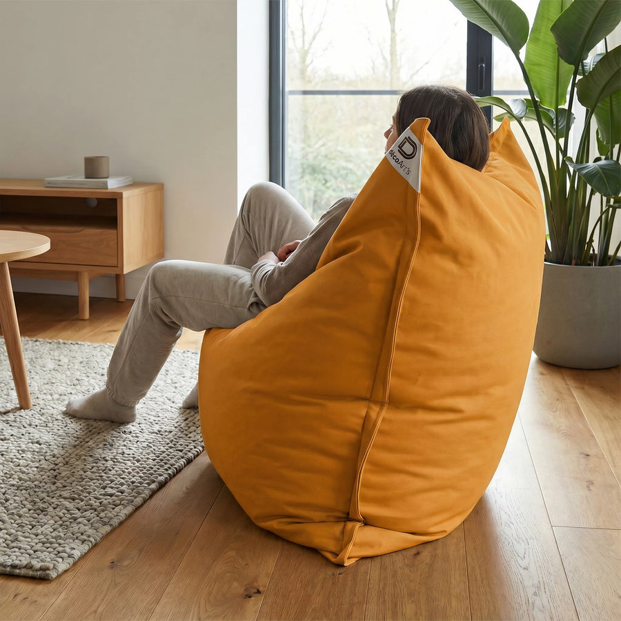 XXL reuzen zitzakhoes 180x140 Honinggeel, vulling van polystyreenparels