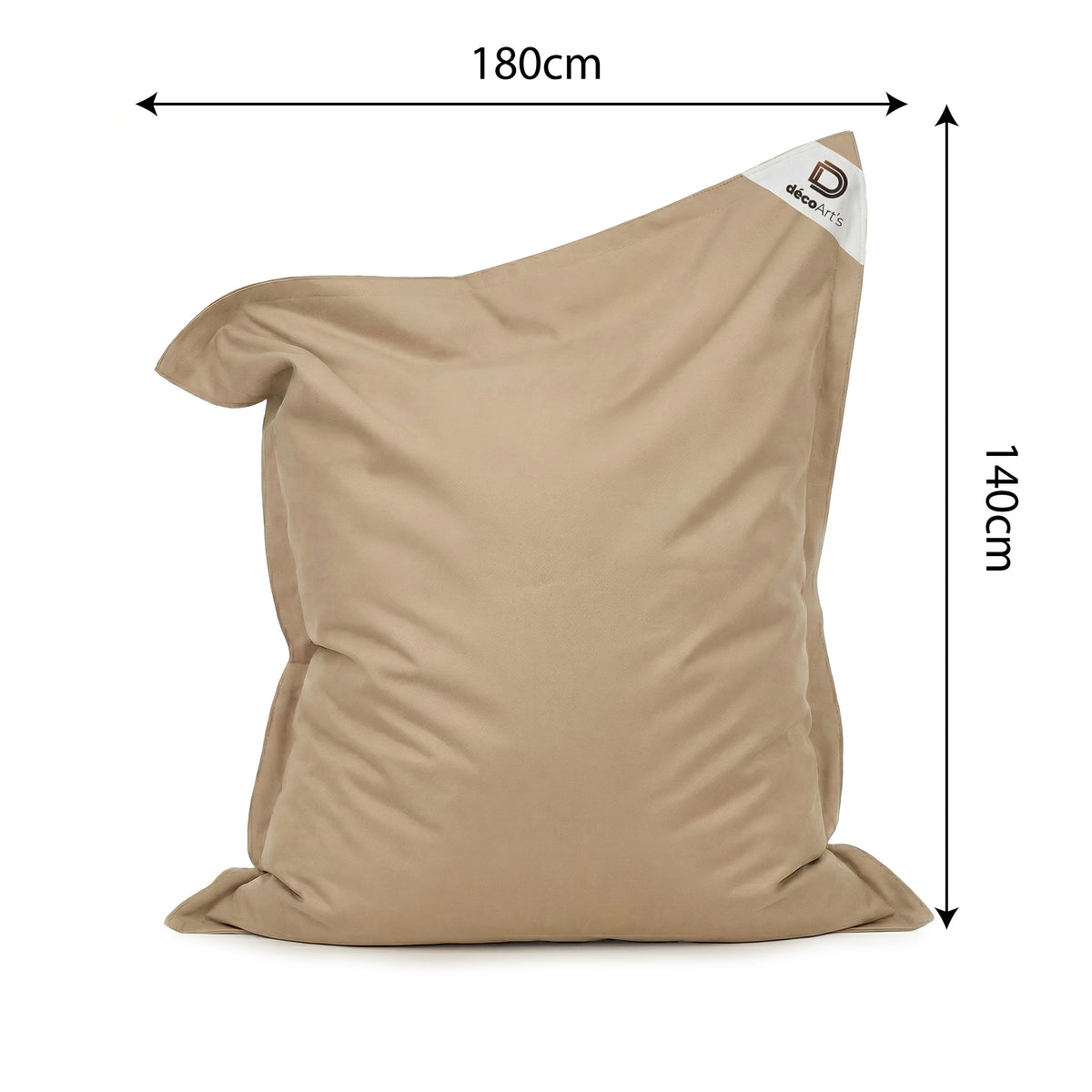 Pouf Géant XXL 180x140 Beige - Waterproof & Déhoussable (Mousse) – schéma coté