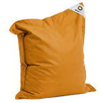 Finition et coutures pouf jaune miel