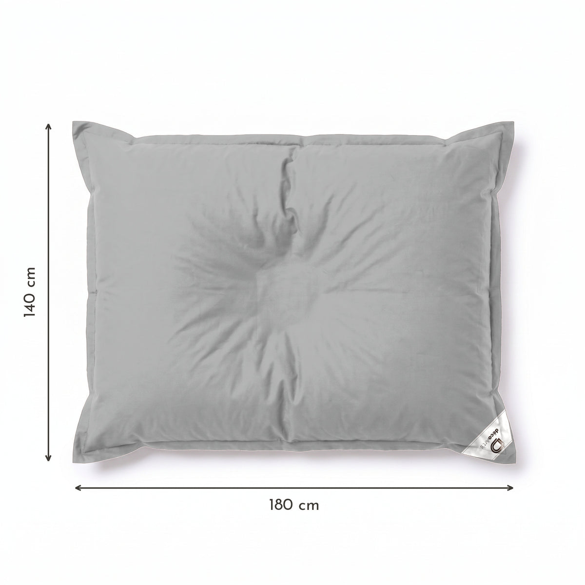 Pouf Géant Flottant 180x140 Gris Galet - Piscine & XXL (Billes) – schéma coté