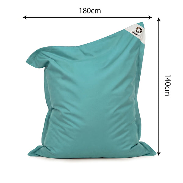 Ambiance jardin avec pouf bleu caraïbes
