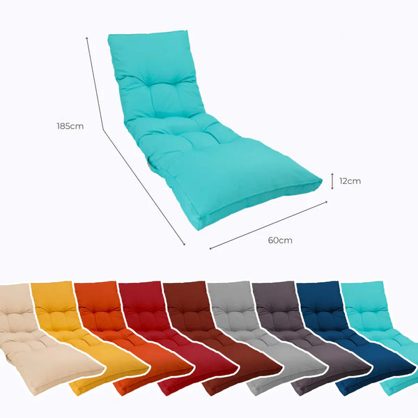 Sun Lounger Cushion 185x55 Caribbean Blue - Thick 12cm & Waterproof