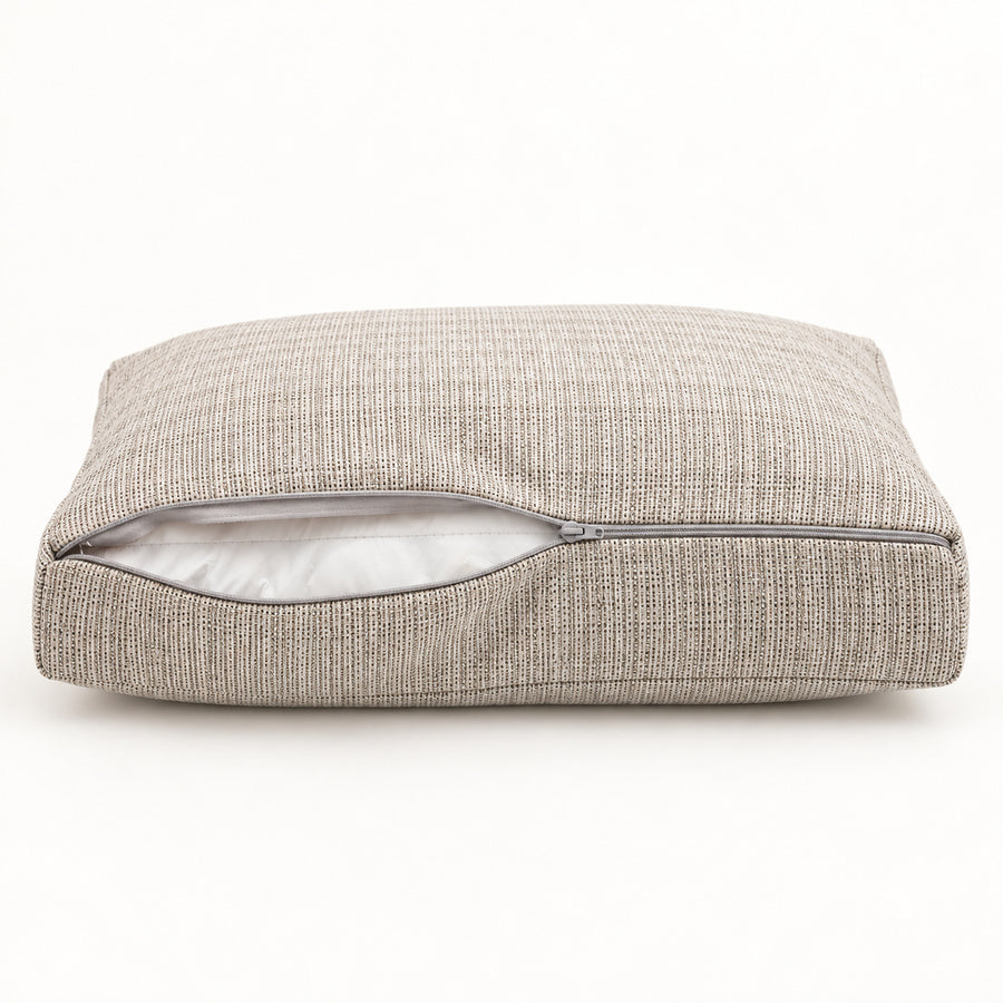 Gartenlounge-Kissen-Set 60x60 Schwarz Meliertes Beige - Sitzfläche + Rückenlehne (Premium 270g)