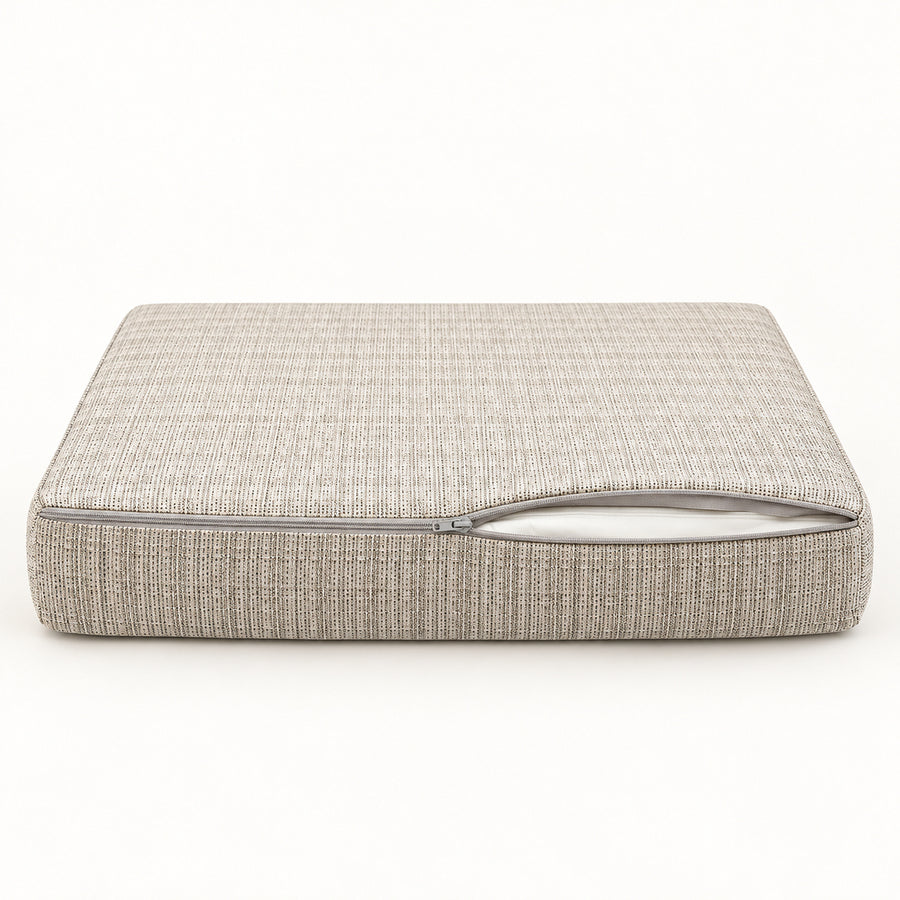 Gartenlounge-Kissen-Set 60x60 Schwarz Meliertes Beige - Sitzfläche + Rückenlehne (Premium 270g)