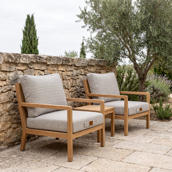 Gartenlounge-Kissen-Set 60x60 Schwarz Meliertes Beige - Sitzfläche + Rückenlehne (Premium 270g)