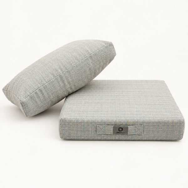 Gartenlounge-Kissen-Set 50x50 Beige Chiné Turquoise - Sitzfläche + Rückenlehne (Premium 270g)