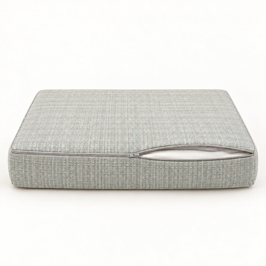 Gartenlounge-Kissen-Set 50x50 Beige Chiné Turquoise - Sitzfläche + Rückenlehne (Premium 270g)
