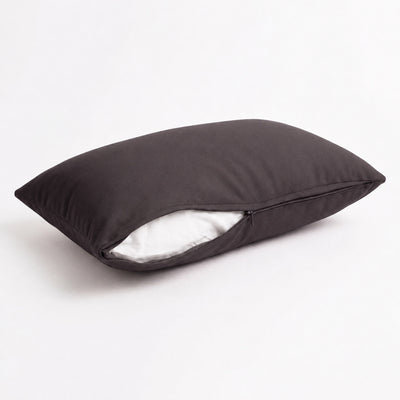 Lot de 2 Coussins d'Appoint 60x35 Gris Carbone - Déco Jardin & Déhoussable