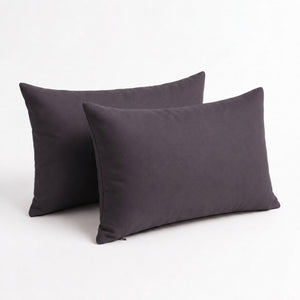 Lot de 2 Coussins d'Appoint 60x35 Gris Carbone - Déco Jardin & Déhoussable