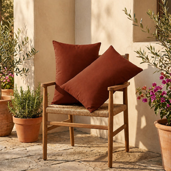 Conjunto de 2 Almofadas de Apoio 60x35 Terracota - Decoração de Jardim & Capa Amovível