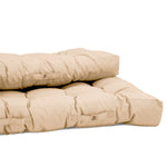Ensemble de coussins palette beige 120x80 cm pour fauteuils et canapés, imperméables et épais, 15 cm de confort.