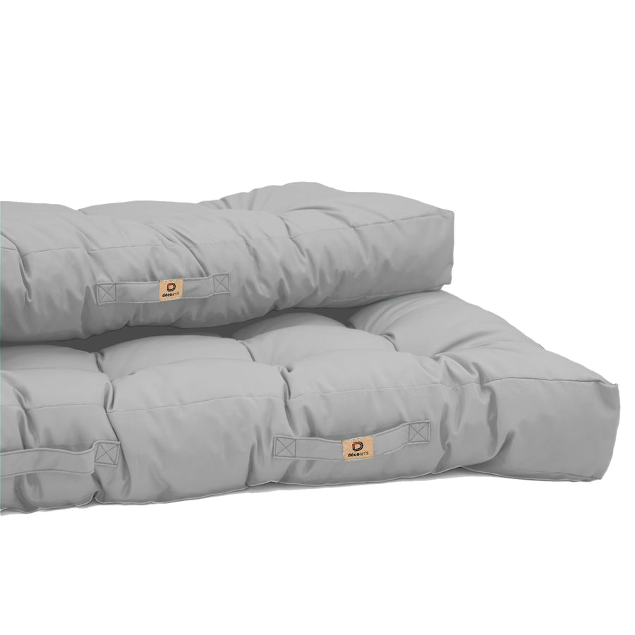Conjunto de Almofadas para Palete 120x80 Cinzento Seixo, impermeável