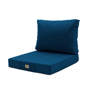Ensemble Coussins Salon Jardin 60x60 Bleu Pétrole - Déhoussable & Anti-UV (Assise + Dossier)