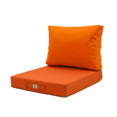 Coussins pour fauteuils et canapés de jardin Deco-arts.fr, ensemble orange 60x60cm, déhoussables et anti-UV, assise et dossier