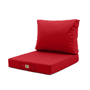 Ensemble Coussins Salon Jardin 50x50 Rouge - Déhoussable & Anti-UV (Assise + Dossier)