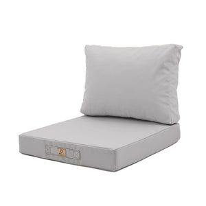 Ensemble Coussins Salon Jardin 50x50 Gris Galet - Déhoussable & Anti-UV (Assise + Dossier)