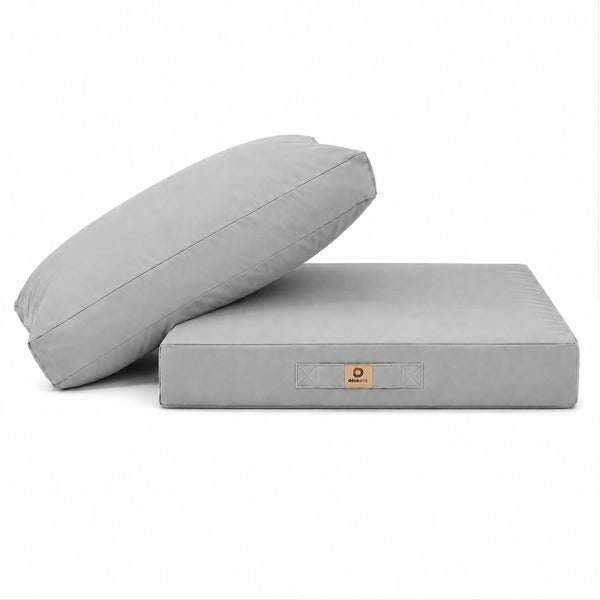 Ensemble Coussins Salon Jardin 60x70 Gris Galet - Déhoussable & Anti-UV (Assise + Dossier)