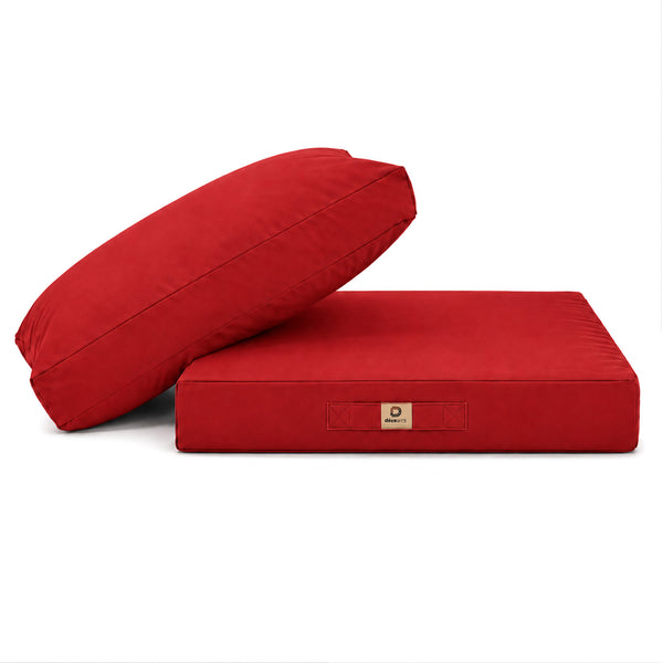 Ensemble Coussins Salon Jardin 60x70 Rouge - Déhoussable & Anti-UV (Assise + Dossier)