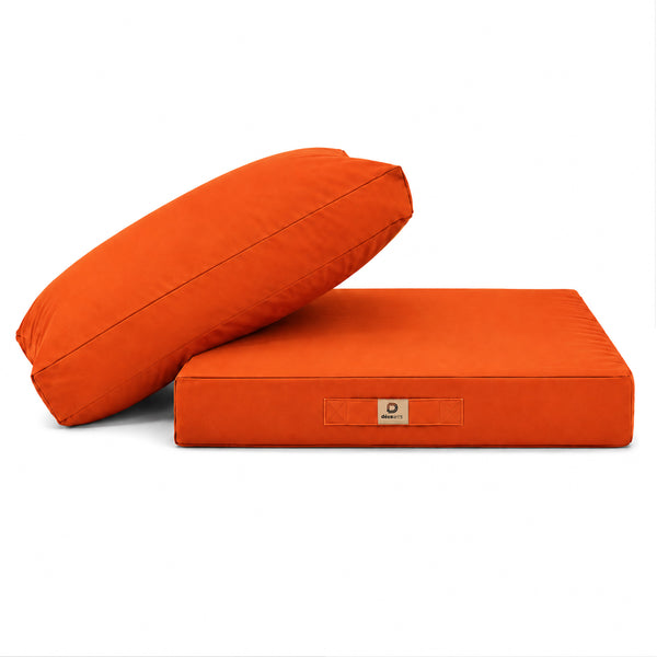 Ensemble Coussins Salon Jardin 60x70 Orange - Déhoussable & Anti-UV (Assise + Dossier)