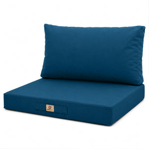 Ensemble Coussins Salon Jardin 60x70 Bleu Pétrole - Déhoussable & Anti-UV (Assise + Dossier)