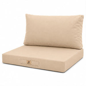Ensemble Coussins Salon Jardin 60x70 Beige - Déhoussable & Anti-UV (Assise + Dossier)