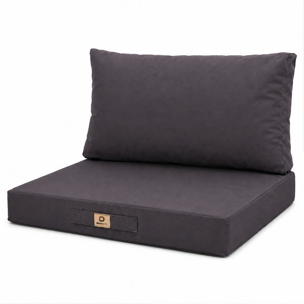 Ensemble Coussins Salon Jardin 60x70 Gris Carbone - Déhoussable & Anti-UV (Assise + Dossier)