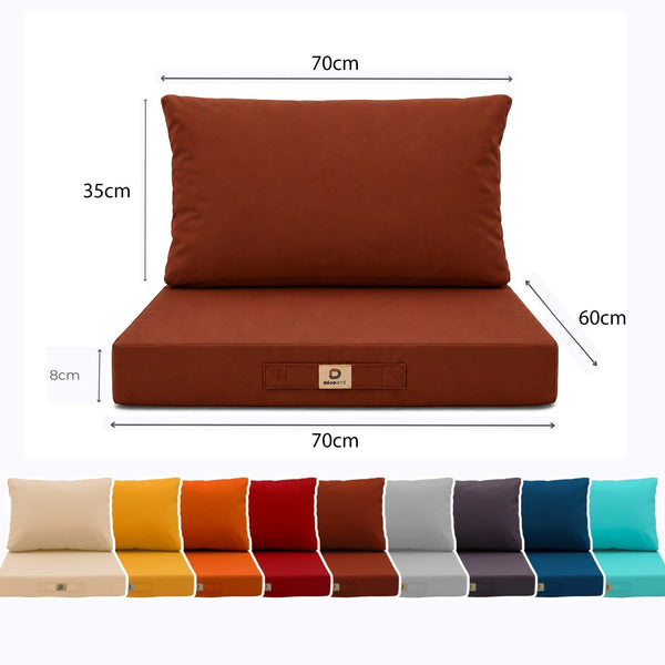 Ensemble Coussins Salon Jardin 60x70 Terracotta - Déhoussable & Anti-UV (Assise + Dossier)
