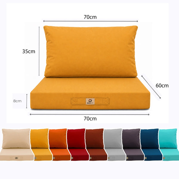 Ensemble Coussins Salon Jardin 60x70 Jaune - Déhoussable & Anti-UV (Assise + Dossier)