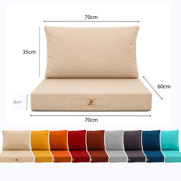 Ensemble Coussins Salon Jardin 60x70 Beige - Déhoussable & Anti-UV (Assise + Dossier)