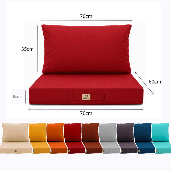 Ensemble Coussins Salon Jardin 60x70 Rouge - Déhoussable & Anti-UV (Assise + Dossier)