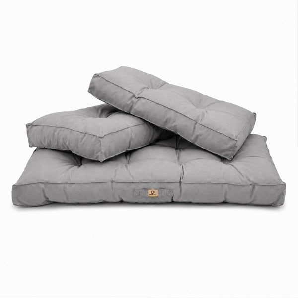 Ensemble Coussins Capitonné Banquette 100x50 Gris Galet - Épais 15cm (1 Assise + 2 Dossiers)