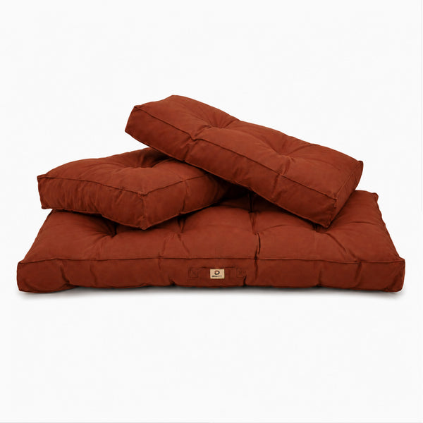 Ensemble Coussins Capitonné Banquette 100x50 Terracotta - Épais 15cm (1 Assise + 2 Dossiers)