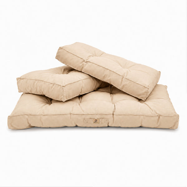 Gepolstertes Sitzbankkissen-Set 120x60 Beige - Dick 15cm (1 Sitzfläche + 2 Rückenlehnen)