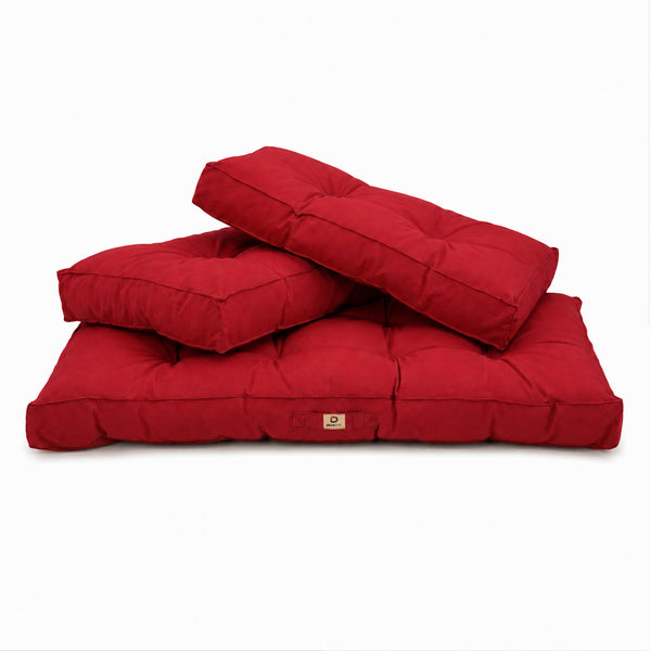 Ensemble Coussins Capitonné Banquette 100x50 Rouge - Épais 15cm (1 Assise + 2 Dossiers)