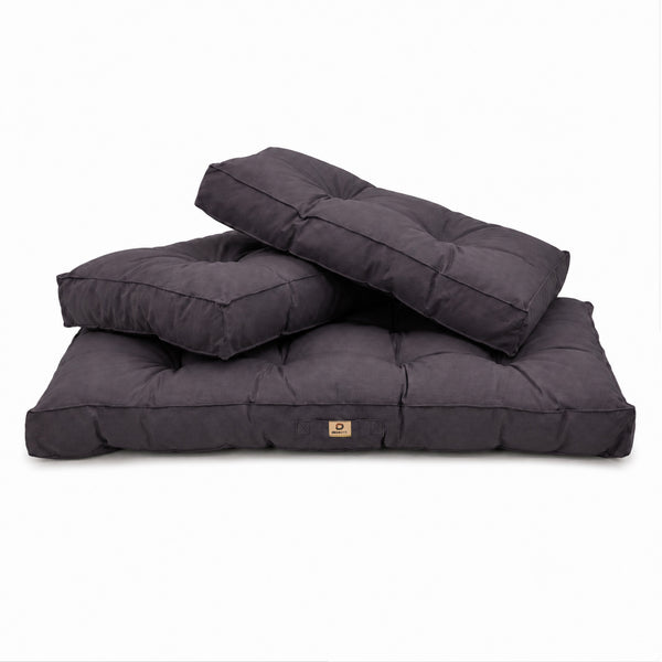 Conjunto de Almofadas Acolchoadas para Banco 120x60 Cinzento Carbono - Espesso 15cm (1 Assento + 2 Encostos)