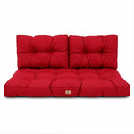 Gewatteerde bankkussenset 100x50 Rood - Dik 15cm (1 Zitting + 2 Rugleuningen)