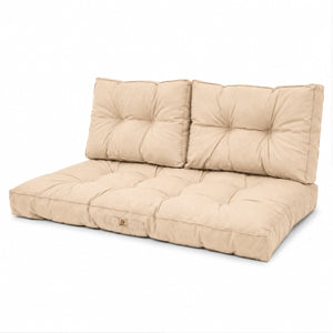 Conjunto de Almofadas Acolchoadas para Banco 120x60 Bege - Espesso 15cm (1 Assento + 2 Encostos)