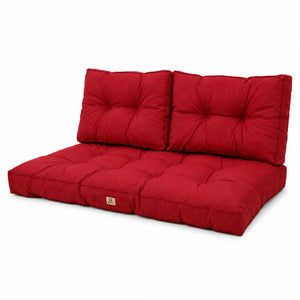 Conjunto de Almofadas Acolchoadas para Banco 100x50 Vermelho - Espesso 15cm (1 Assento + 2 Encostos)